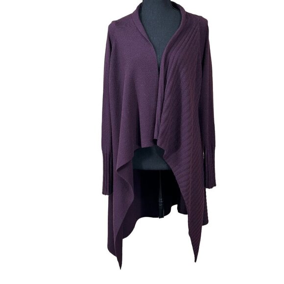 Cynthia Rowley Burgundy Wool Blend Waterfall Cardigan Sweater Size L - Picture 1 of 7